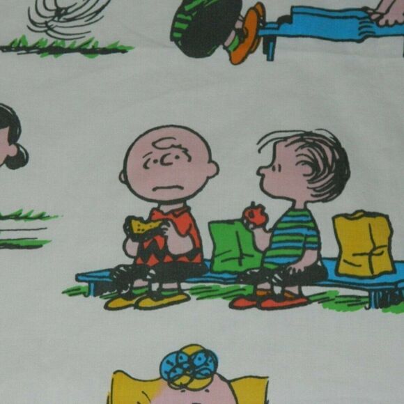 Vintage Peanuts Flat Sheet Snoopy Charlie Brown‎ - Picture 6 of 12